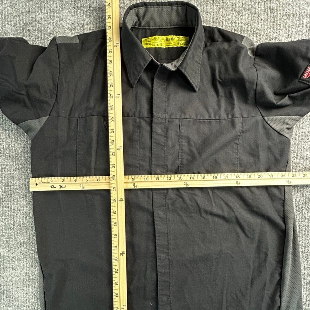 Red Kap Men's L Short Sleeve Mechanic Work Shirt Black Industrial Uniform - Picture 8 of 10